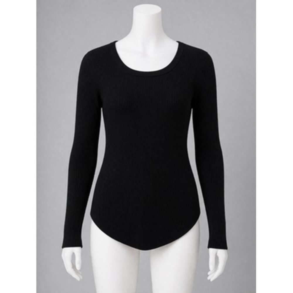 IRO Shirt Womens Medium Black Wool Rib Knit Crewneck Long Sleeve Serena